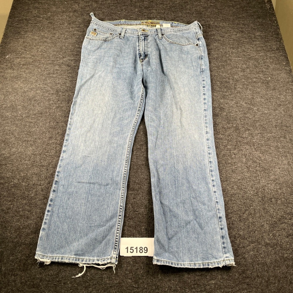 Cinch Jeans Mens 36x30 Blue Fair Distressed Western Relaxed Fit Denim